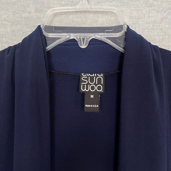 Clara Sun Woo Waterfall Cardigan Women's Medium Blue Open Cascading Long Sleeves - Picture 4 of 9